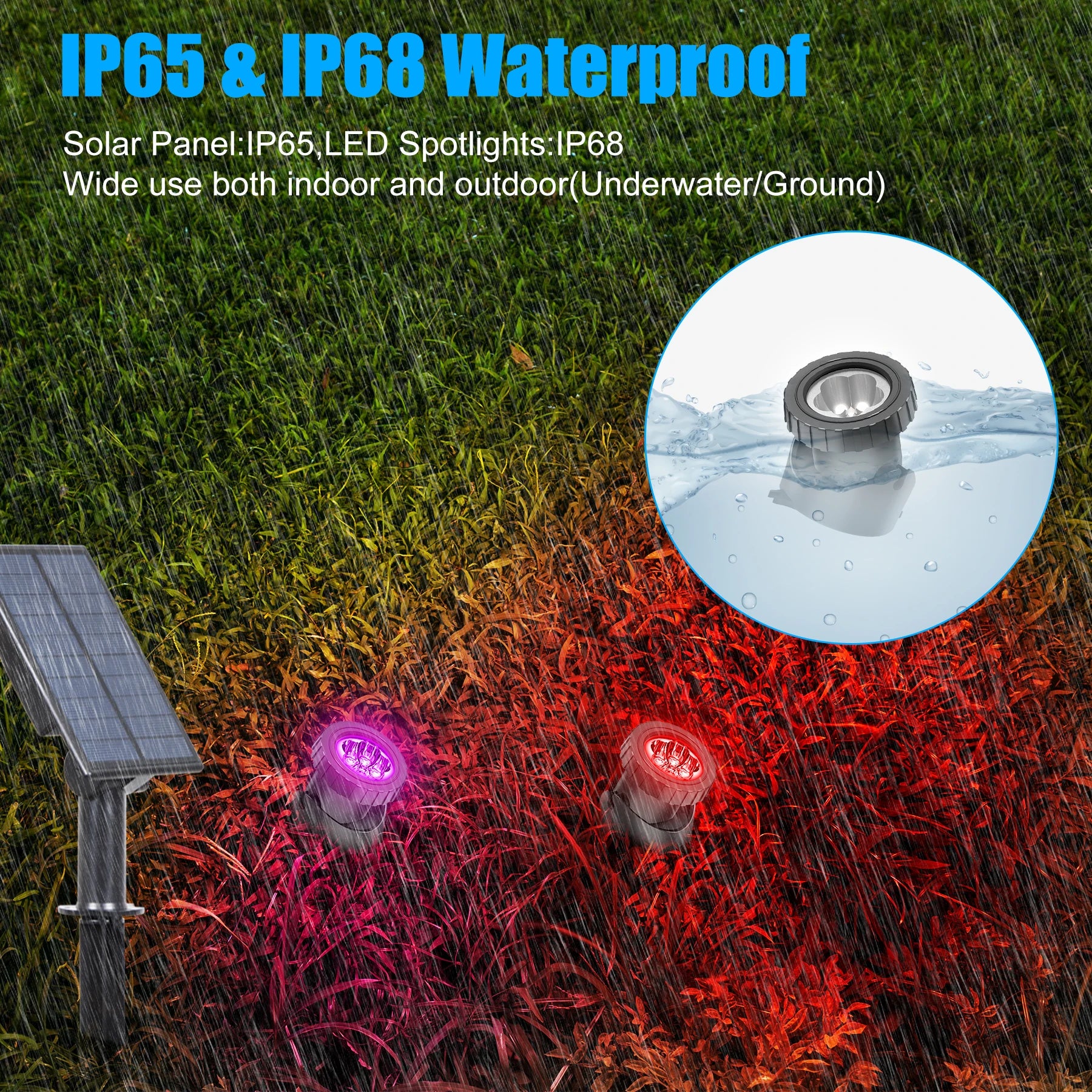 2/4/3/5 RGB Solar Light Outdoors IP68 Solar Lawn Light Pool Light Solar Power Light for Garden Path Decor Underwater Light