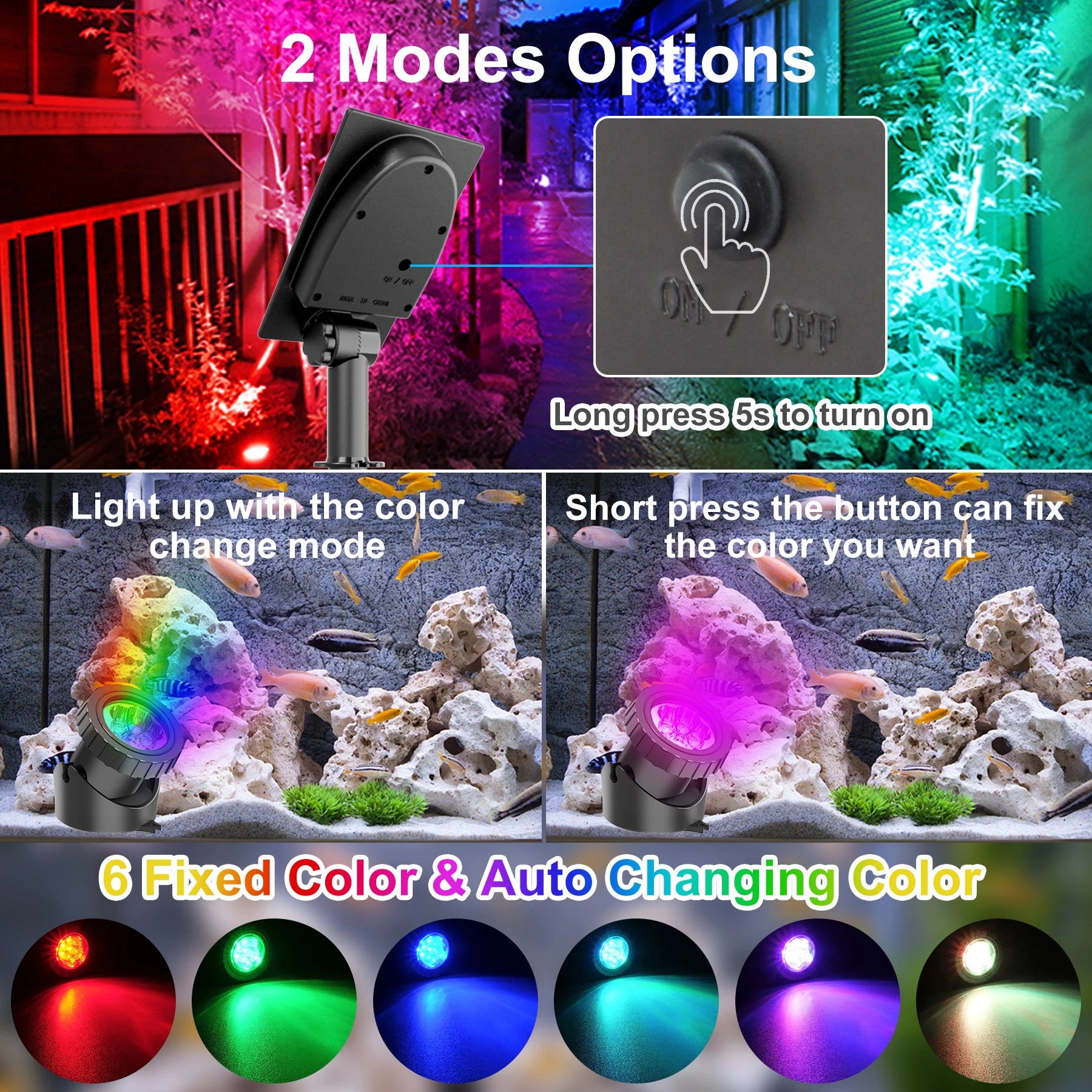 2/4/3/5 RGB Solar Light Outdoors IP68 Solar Lawn Light Pool Light Solar Power Light for Garden Path Decor Underwater Light