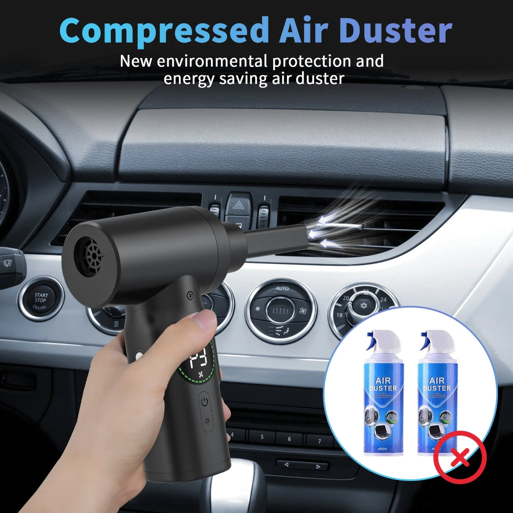 Air Duster - 150,000 RPM Compressed Air Duster with Power Bank&Lighting for Office,Home,Usb, 8.22 X 5.78 X 2.51 In